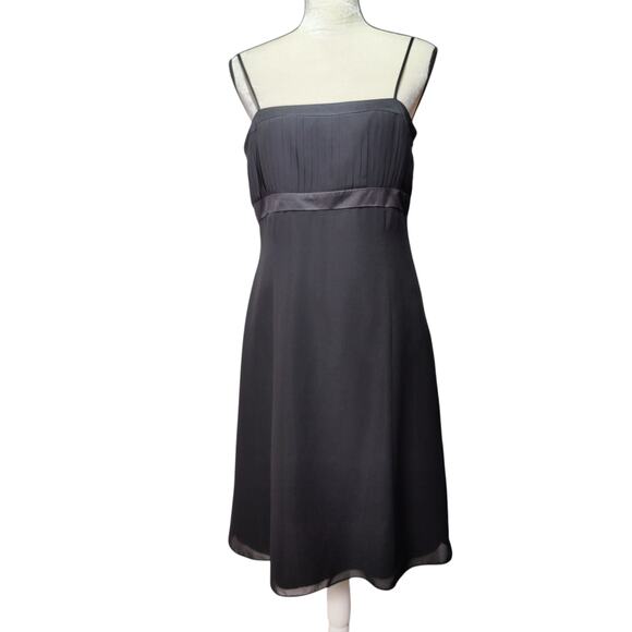 Vintage Y2K 90s Ann Taylor Sz 10 Black Sheer Babydoll Dress Spagetti Strap - Picture 1 of 7